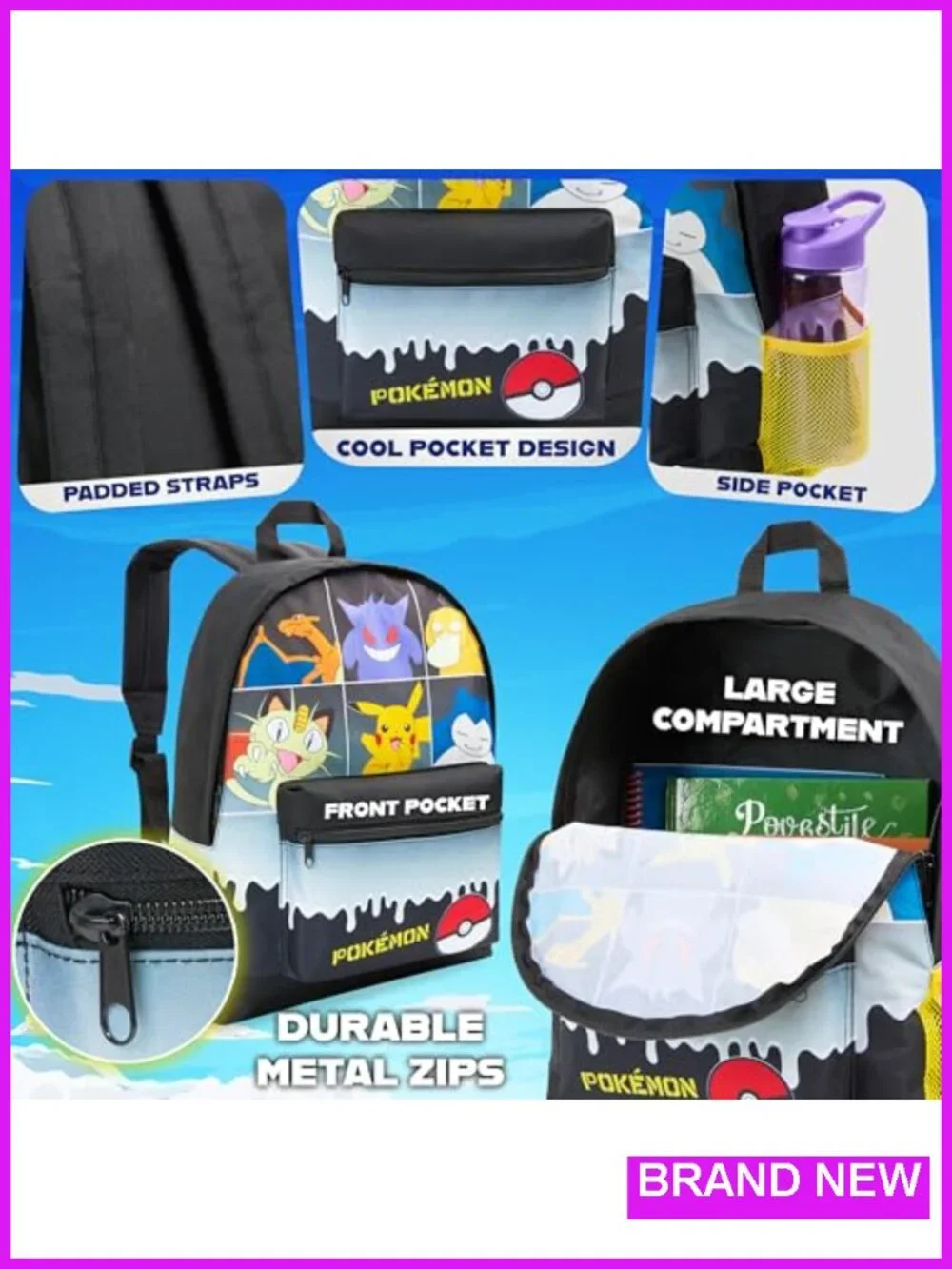 Pokemon Pikachu Anime Backpack for Kids Teens Daypack
